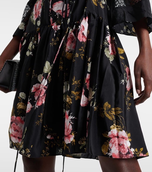 Floral silk crepe de chine minidress