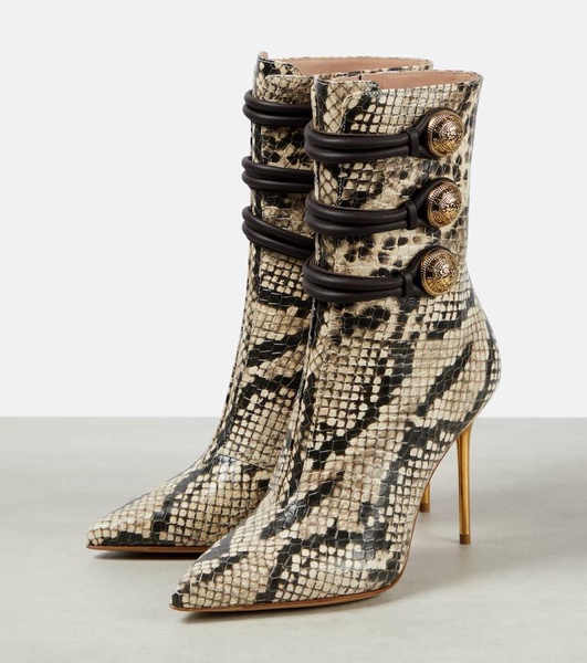 Alma snake-effect leather ankle boots