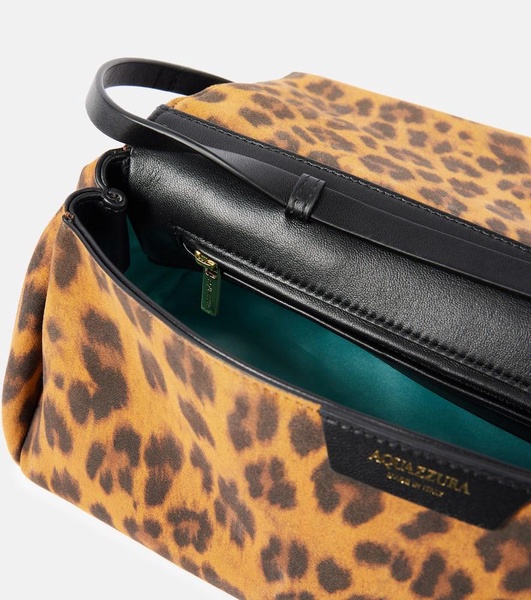 Twist Small leopard-print suede clutch