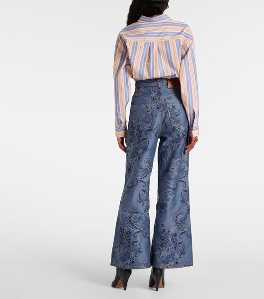 Paisley jacquard wide-leg jeans