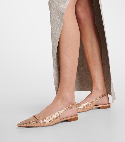 Jama embossed leather slingback flats