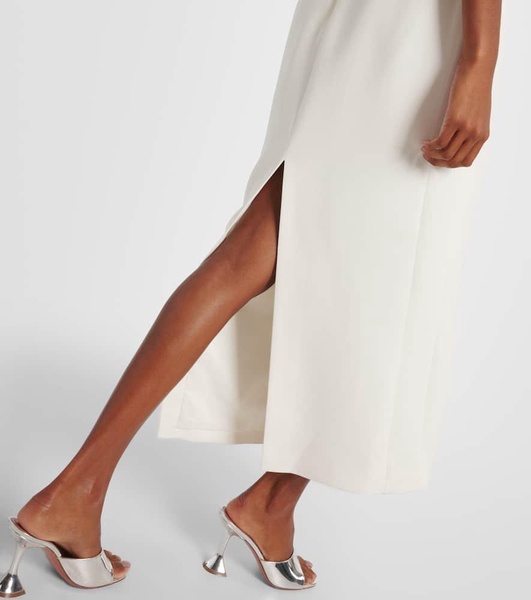 Bridal feather-trimmed midi dress