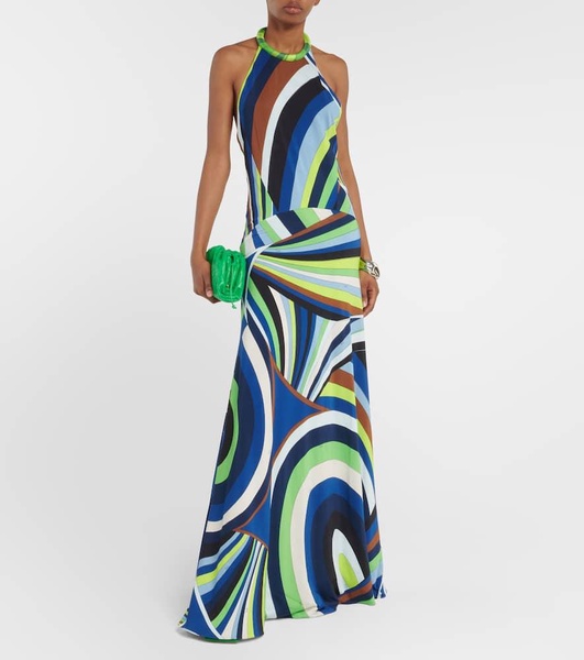 kaleidoscopic-print silk maxi dress 