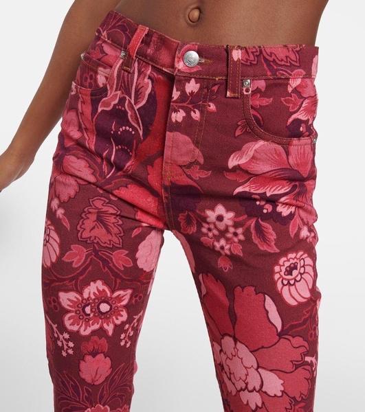 Printed high-rise straight jeans