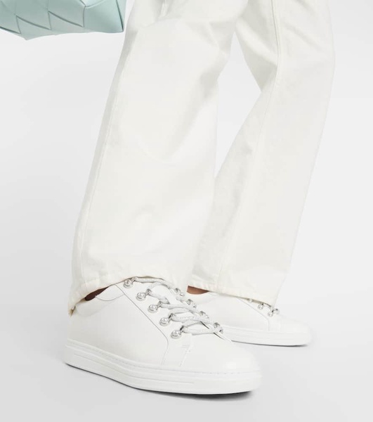 Antibes pearl-embellished leather sneakers