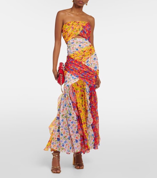 Floral strapless maxi dress