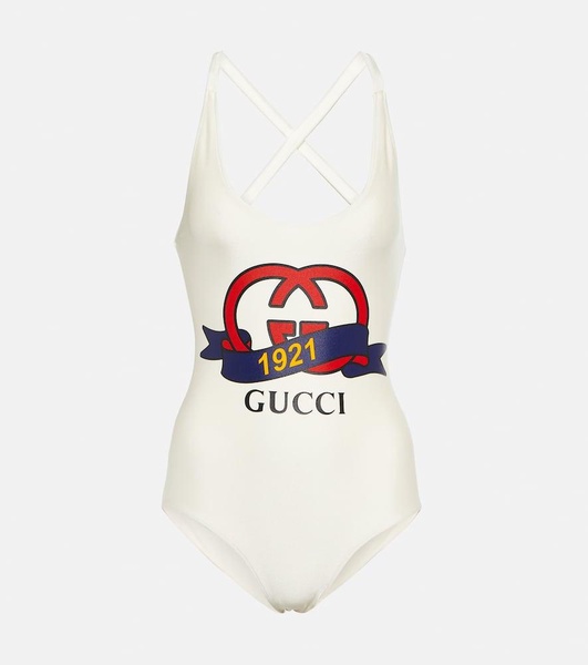 Shimmery stretch jersey swimsuit w/logo