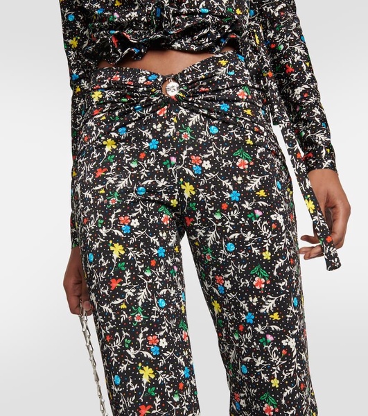 Printed high-rise crêpe pants