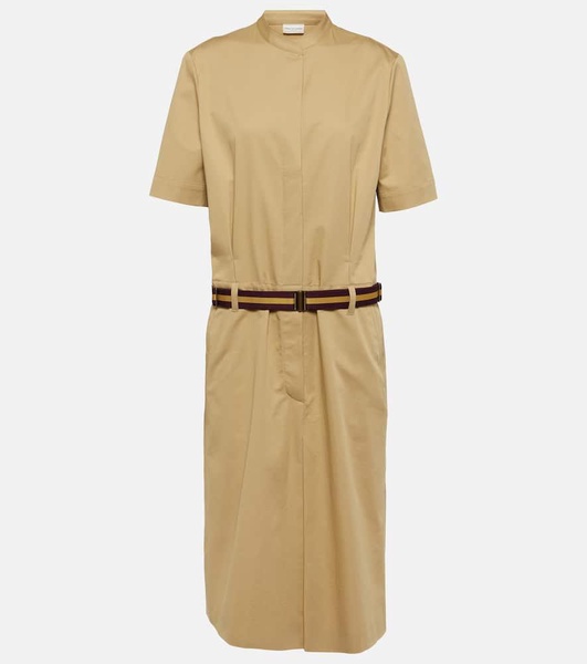 Cotton gabardine midi dress