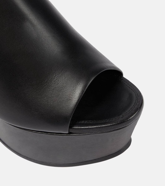 Leather platform mules