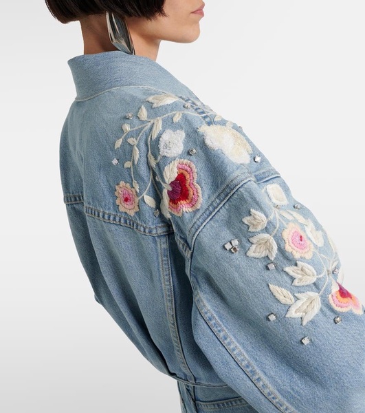 Lena embroidered cropped denim jacket