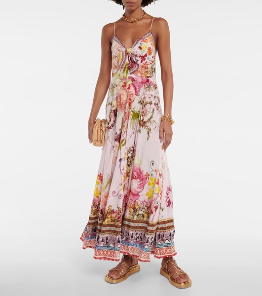 Embellished silk maxi dress