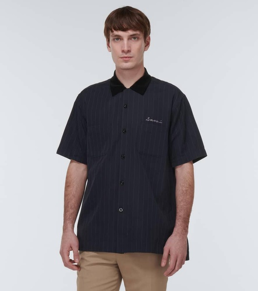 Striped twill bowling shirt