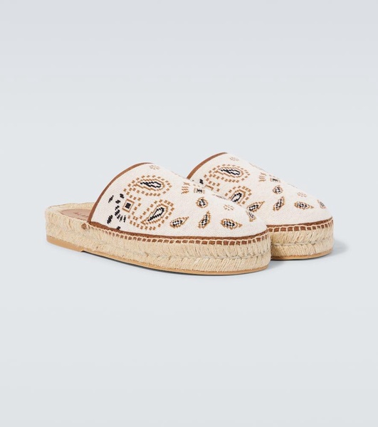 Bandana canvas jacquard espadrille slides