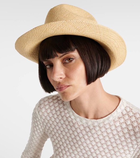 Woody logo straw Panama hat