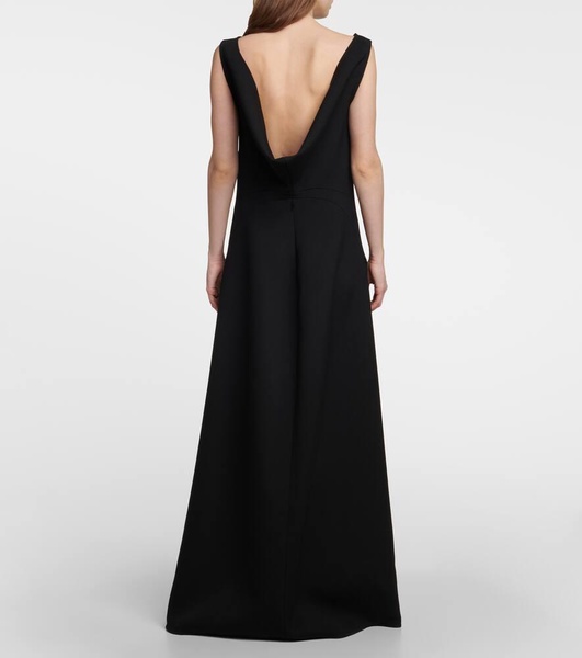 Rhea open-back wool-blend gown