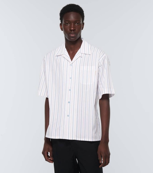 Striped cotton poplin bowling shirt