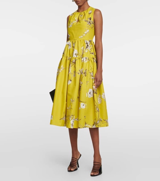 Eleonore floral cotton faille midi dress