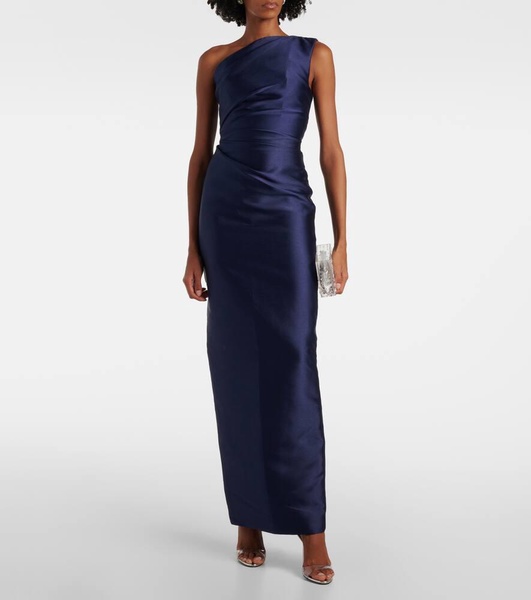 Kira one-shoulder twill gown