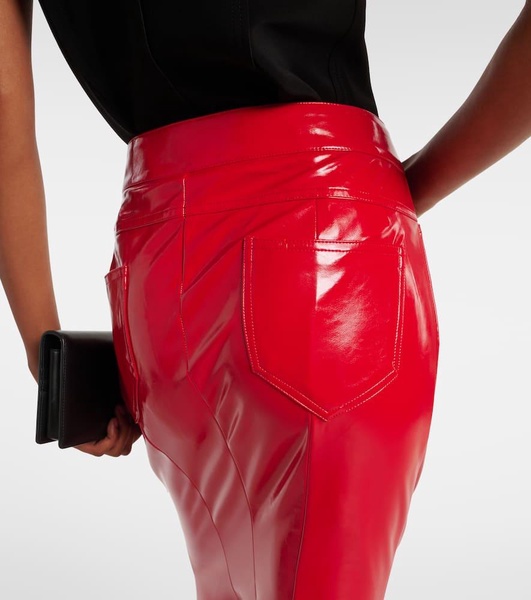 Jean faux leather maxi skirt