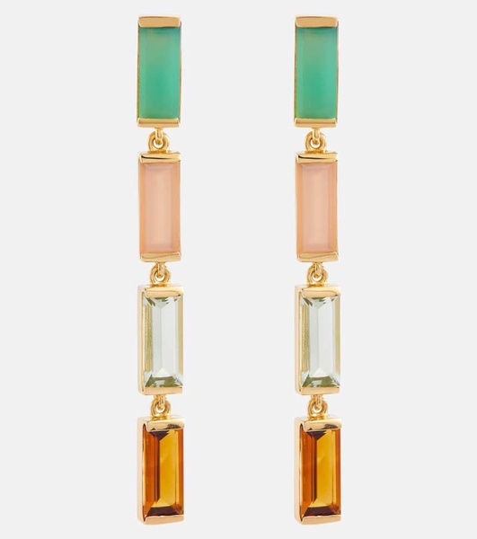 Deco Maxi embellished 9kt gold drop earrings