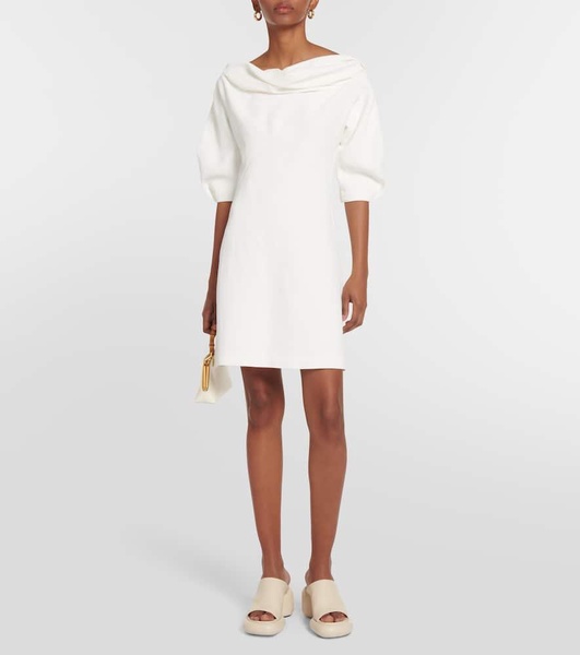 A-line linen-blend minidress