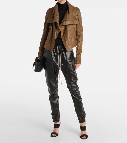 Asymmetric leather biker jacket