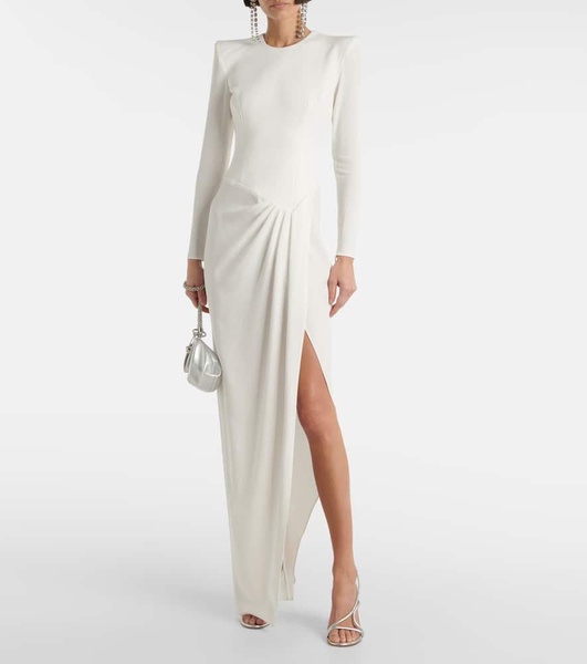 Asymmetric draped crêpe gown