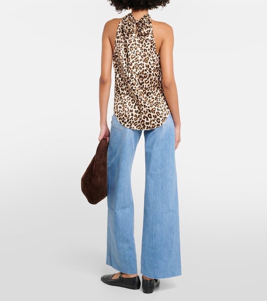 Tanisha leopard-print silk-blend top