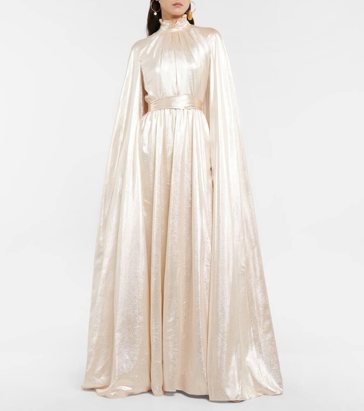 Macie Lamé Cape Gown