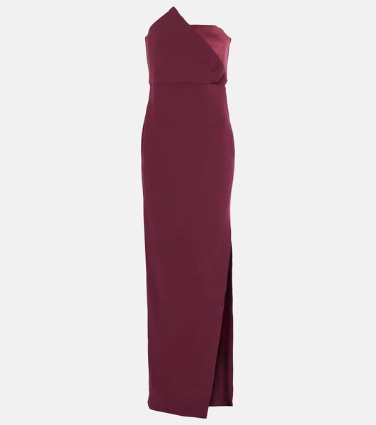 Asymmetric satin crêpe gown