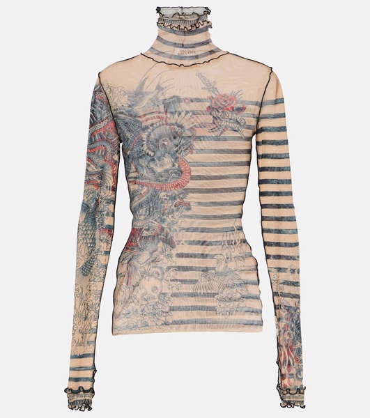 Tattoo Collection tulle turtleneck top