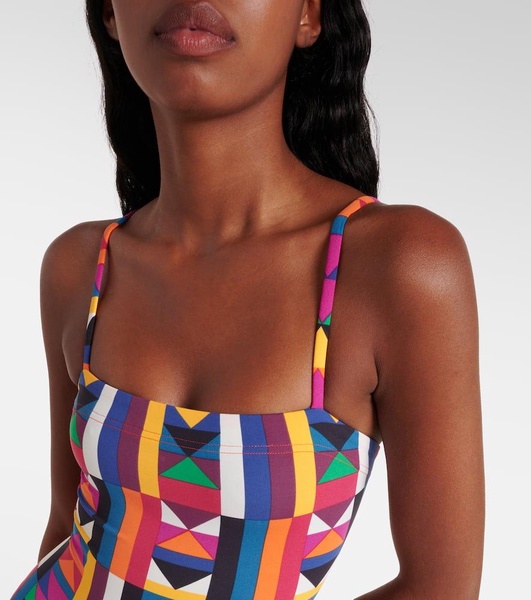 Colors geometric-print swimsuit