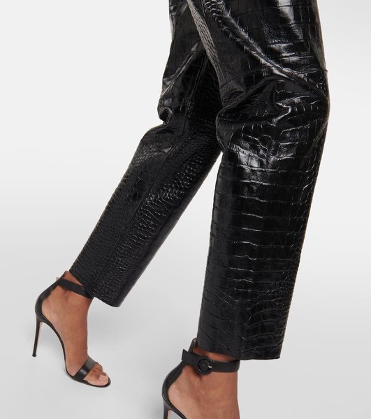 High-rise leather leggings