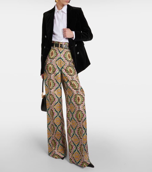 Printed silk wide-leg pants 