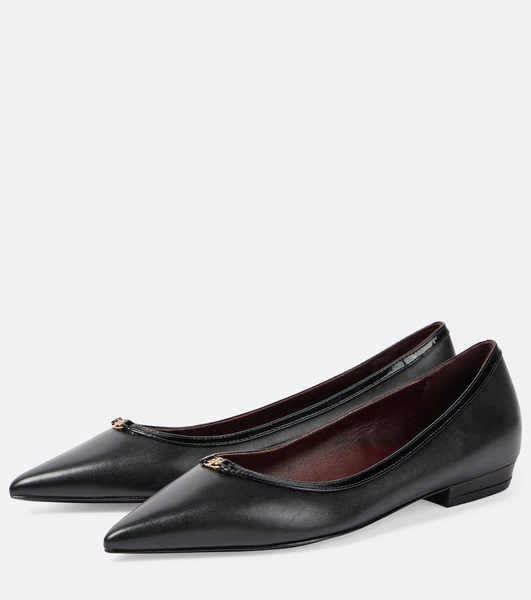 Double T leather ballet flats