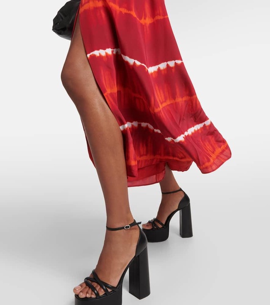 Printed off-shoulder silk midi dress