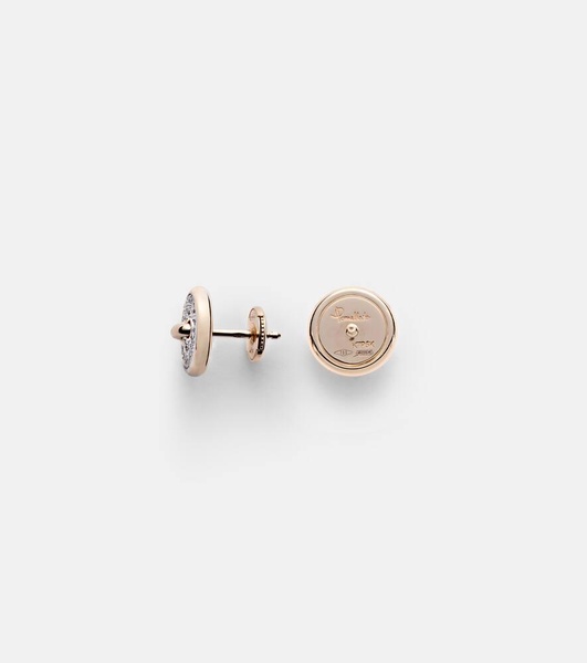 Pom Pom Dot 18kt rhodium-plated rose gold earrings with diamonds