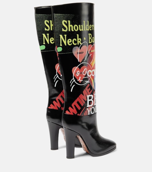 Midas printed leather knee-high boots