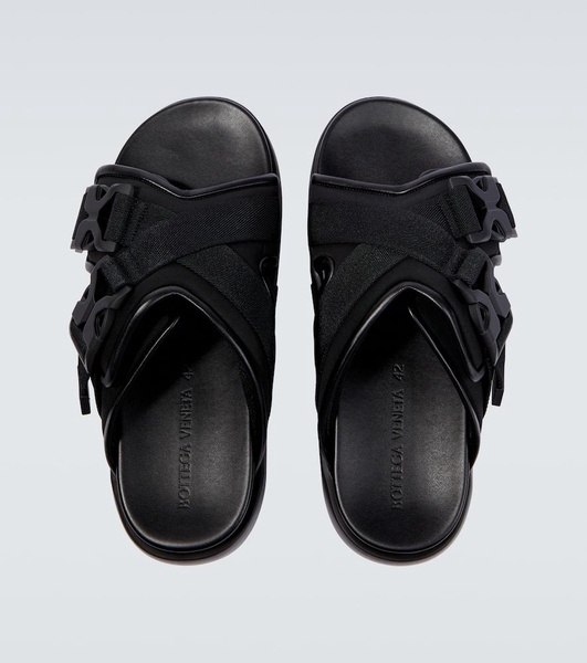 Black Snap Slide Sandals