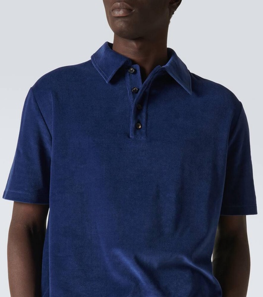 Tsubaki cotton and silk chenille polo shirt