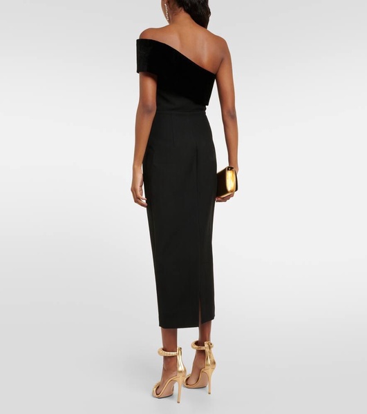 Asymmetric crêpe midi dress