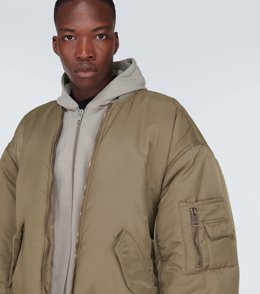 Hooded nylon bomber jacket