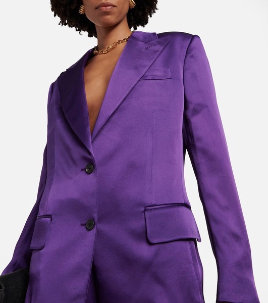 Double-breasted satin blazer