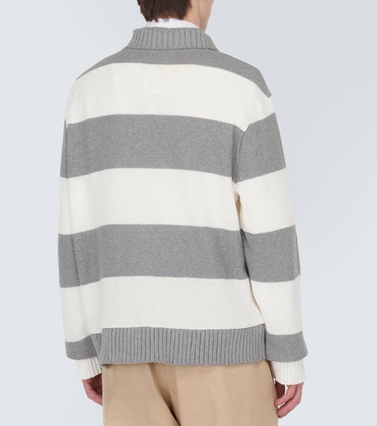 Striped Cotton Piqué Polo Sweater