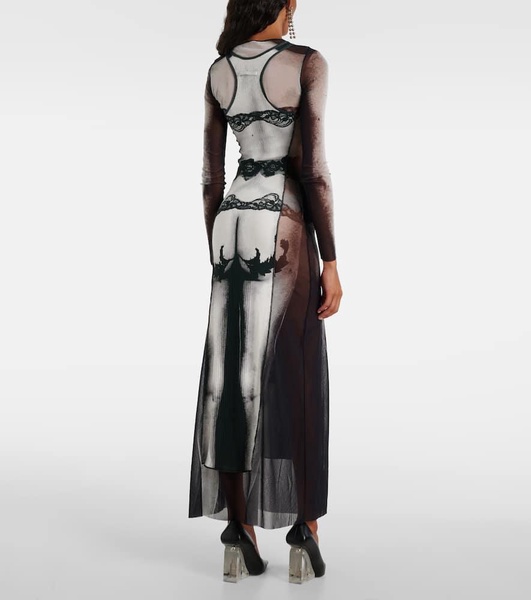 Marinière striped mesh maxi dress