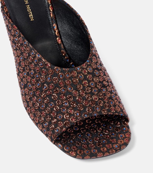 Jacquard canvas mules