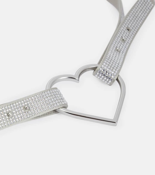 Heart crystal-embellished belt