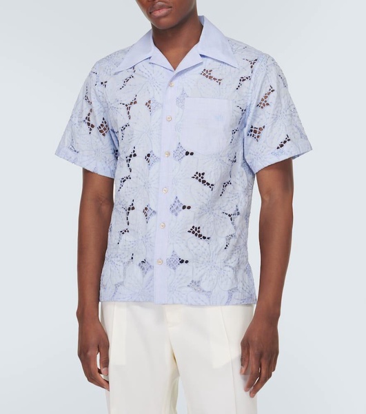 Highlife floral cotton-blend bowling shirt