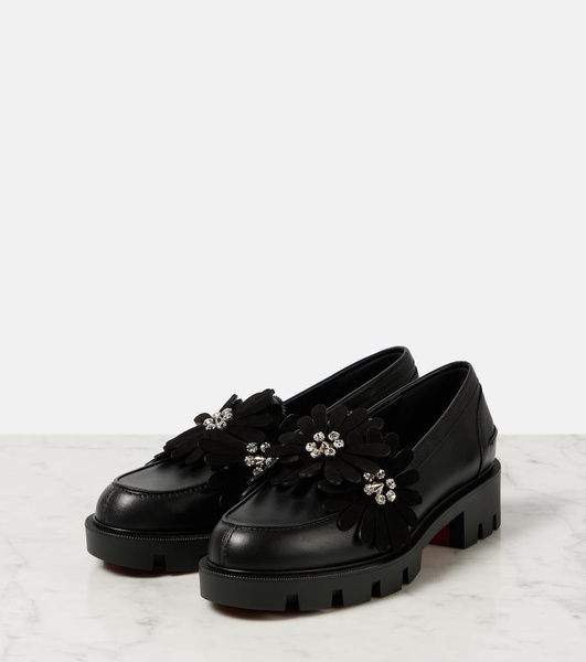 Flora Moc embellished leather loafers